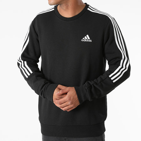 Adidas Sportswear - Felpa a righe con girocollo GK9579 Nero
