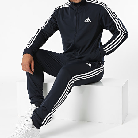 Adidas Sportswear - Tuta da ginnastica con strisce GK9658 blu navy