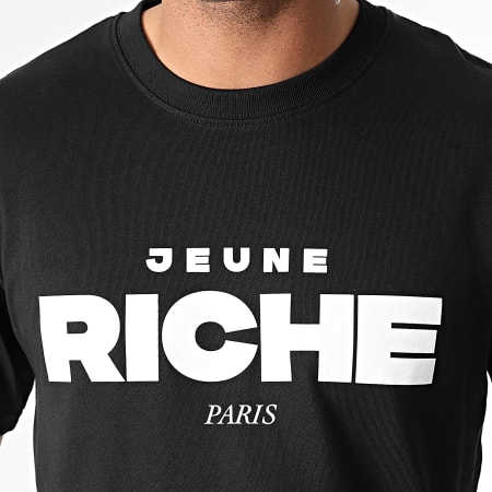 Jeune Riche - Camiseta con logo en negrita negro blanco
