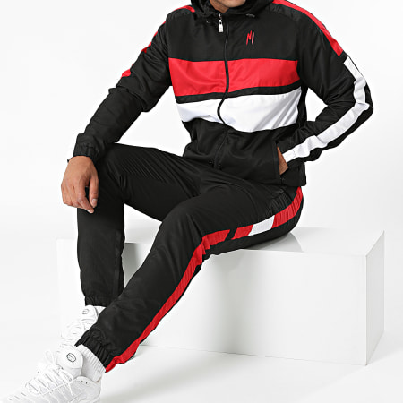 Ensemble De Survetement A Bandes Magnum Noir Rouge