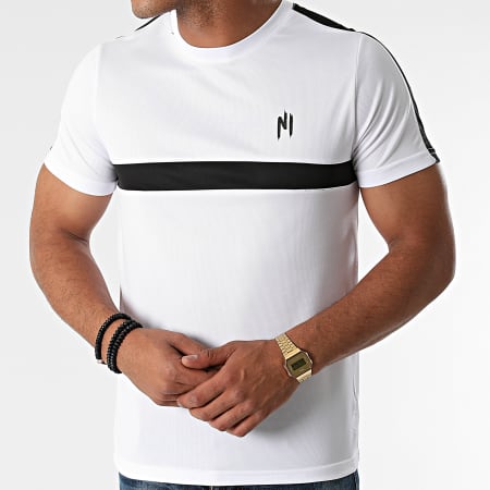 NI by Ninho - Tee Shirt A Bandes Colt Blanc