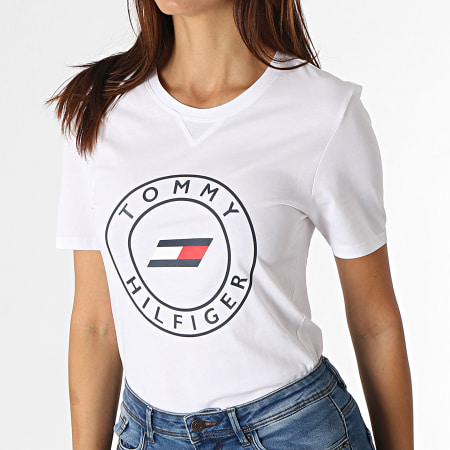 Tommy Hilfiger - Tee Shirt Femme Slim Round Graphic C-NK 1046 Blanc