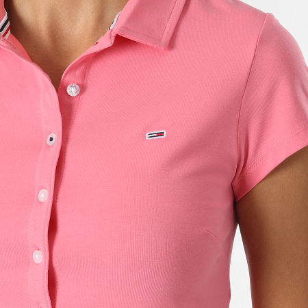 Tommy Jeans - Polo Manches Courtes Femme Button Through 0352 Rose