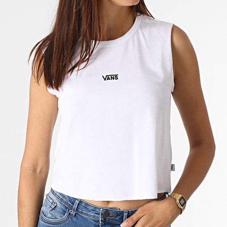 Vans - Camiseta corta sin mangas para mujer Junior V Center A5I7E Blanco