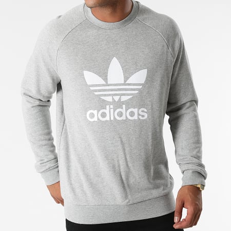 Adidas Originals - Sweat Crewneck A Bandes Trefoil H06650 Gris Chiné