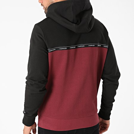 Calvin Klein - Sudadera con capucha y cremallera Logo Stripe 7250 Burdeos Negro