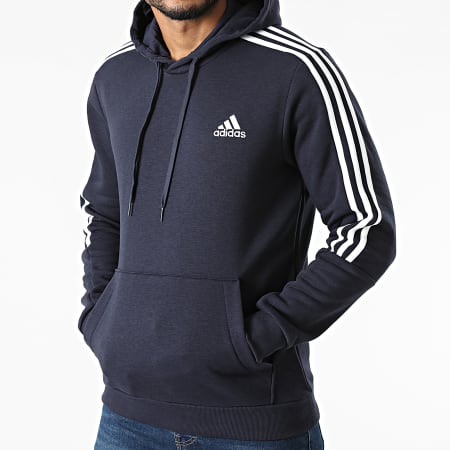 Adidas Sportswear - Felpa con cappuccio Cut 3 Stripes GK9584 blu navy
