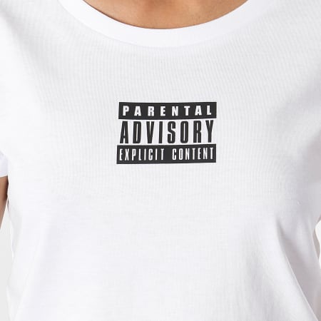 Parental Advisory - Camiseta con etiqueta pequeña para mujer Blanco Negro