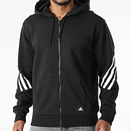 Adidas Sportswear - Future Icons 3 Stripes Hooded Zip Sweat Top GR4086 Nero