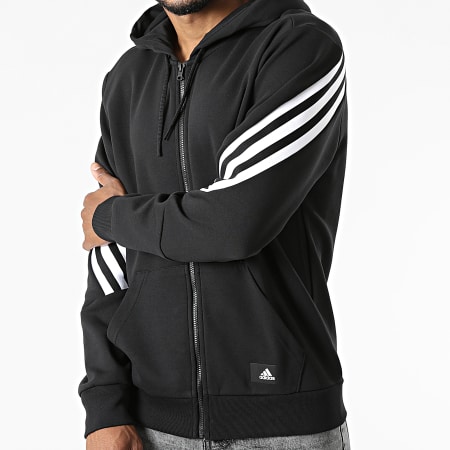 Adidas Sportswear - Future Icons 3 Stripes Hooded Zip Sweat Top GR4086 Nero
