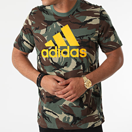 Adidas Sportswear - Tee Shirt Camouflage GV2129 Vert Kaki Orange