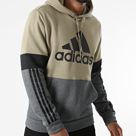 Adidas Sportswear - Sweat Capuche A Bandes CB GV5241 Gris Anthracite Vert Kaki Clair