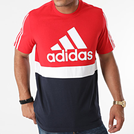 Adidas Sportswear - Tee Shirt Tricolore A Bandes H58978 Rouge Bleu Marine Blanc
