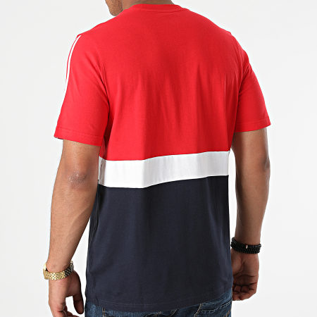 Adidas Sportswear - Tee Shirt Tricolore A Bandes H58978 Rouge Bleu Marine Blanc