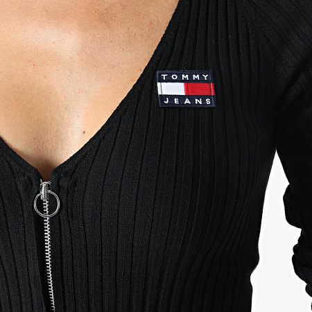 Tommy Jeans - Pull Zippé Crop Femme Flag Badge 10334 Noir