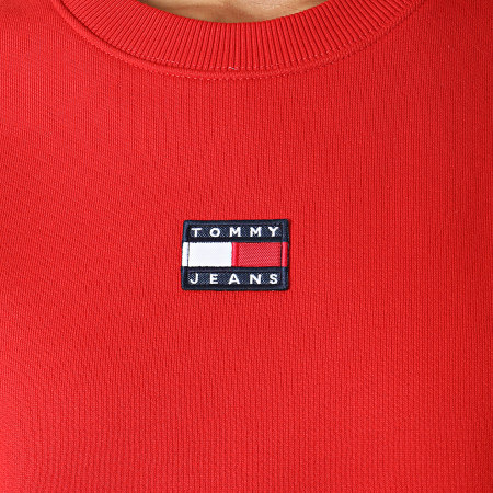 Tommy Jeans - Tommy Center Badge Sudadera con cuello redondo para mujer 0402 Rojo