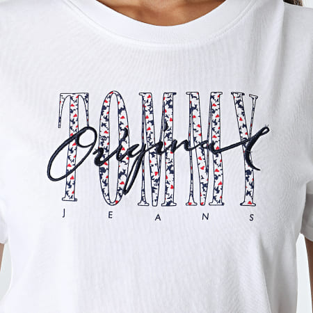 Tommy Jeans - Tee Shirt Femme Camo Floral Script 0648 Blanc