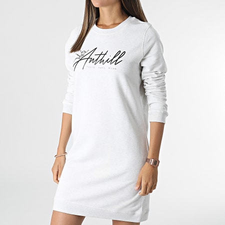 Anthill - Vestido tipo sudadera con cuello redondo y logo TPM para mujer Gris jaspeado