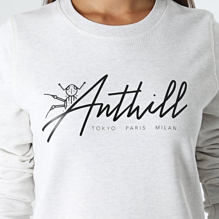 Anthill - Vestido tipo sudadera con cuello redondo y logo TPM para mujer Gris jaspeado