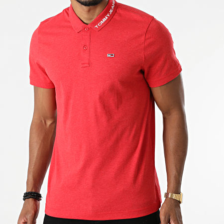 Tommy Jeans - Polo Manches Courtes Reg Jersey 0917 Rouge Chiné