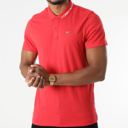 Tommy Jeans - Polo Manches Courtes Reg Jersey 0917 Rouge Chiné