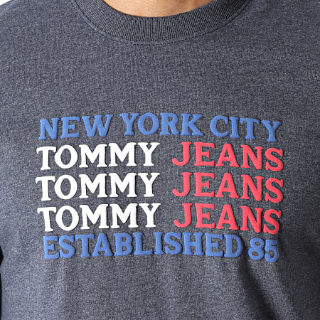 Tommy Jeans - Camiseta Texto Bandera 0949 Heather Navy Blue
