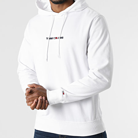 Tommy Jeans - Sweat Capuche Straight Logo 1818 Blanc