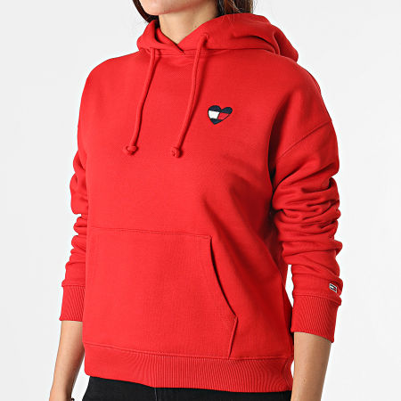 Tommy Jeans - Sweat Capuche Femme Homespun Heart 10395 Rouge