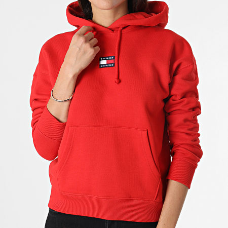 Tommy Jeans - Sweat Capuche Femme Center Badge 0403 Rouge