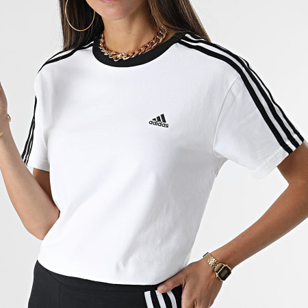Adidas Performance - Camiseta de Mujer con Rayas Boyfriend H10201 Blanco