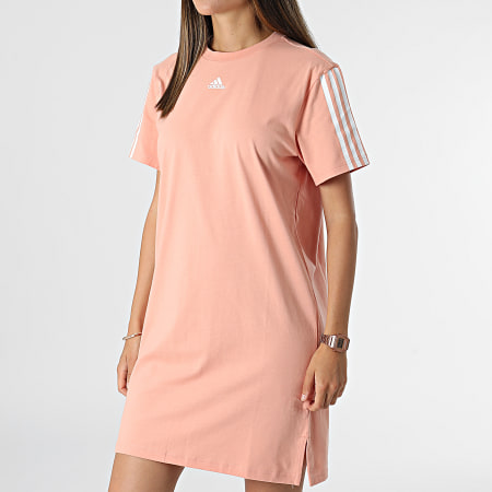 Adidas Performance - Vestido Camiseta Mujer Con Rayas H10236 Rosa