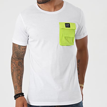Classic Series - Tee Shirt Poche CL01 Blanc Vert Fluo