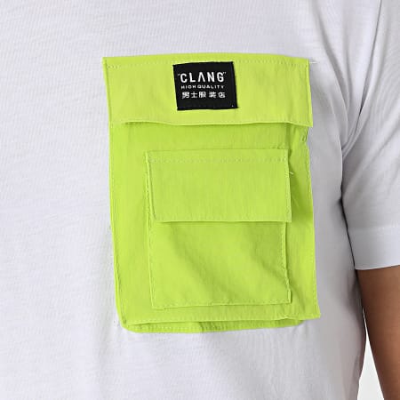Classic Series - Tee Shirt Poche CL01 Blanc Vert Fluo