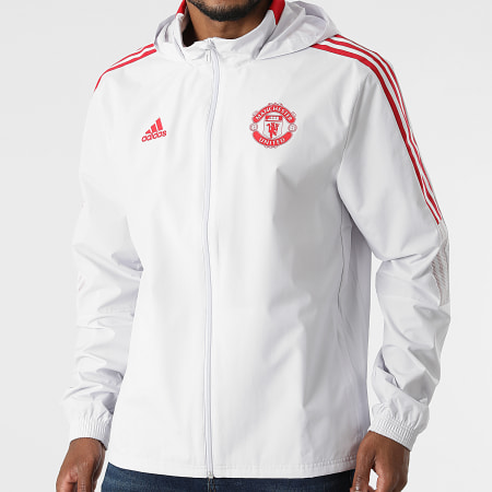 Adidas Sportswear - Veste Zippée Capuche A Bandes Manchester United GR3808 Gris Clair