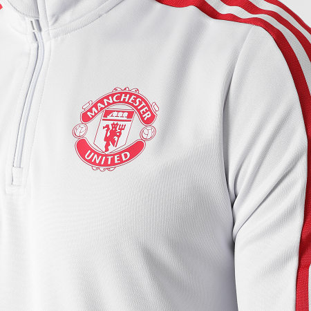 adidas - Tee Shirt De Sport Manches Longues A Bandes Manchester United GR3812 Gris Clair