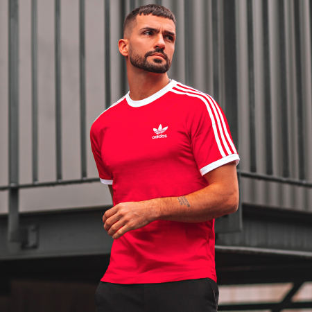 Adidas Originals - Camiseta Con Tiras H37756 Rojo