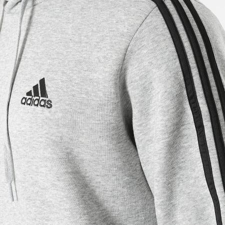 Adidas Sportswear - GK9084 Felpa con cappuccio a 3 strisce grigio erica