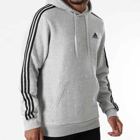 Adidas Sportswear - GK9084 Felpa con cappuccio a 3 strisce grigio erica