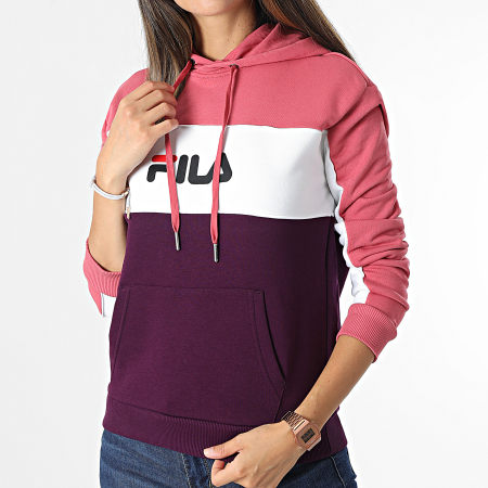 Fila Sweat Capuche Femme Tricolore Aqila 688487 Rose Blanc