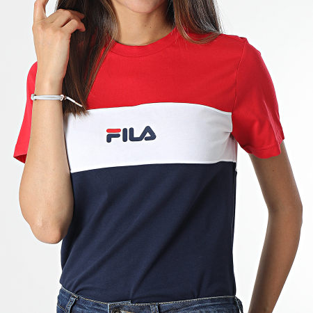 Fila - Tee Shirt Femme Tricolore Anokia Blocked 688488 Rouge Blanc Bleu Marine