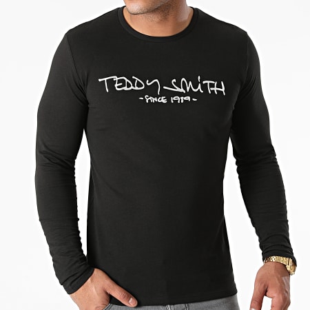 Teddy Smith - Tee Shirt Manches Longues Basic Ticlass Noir Argenté