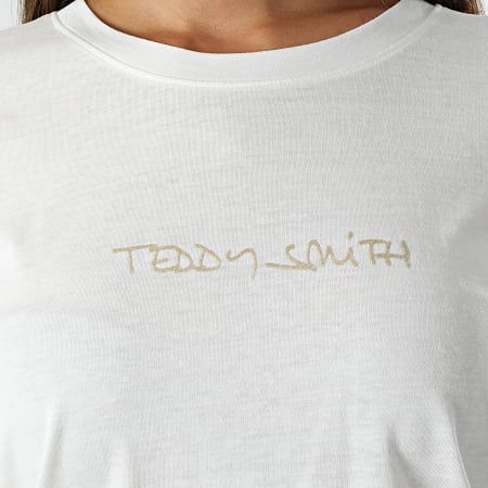 Teddy Smith - Tee Shirt Femme Ticia 2 Blanc Doré
