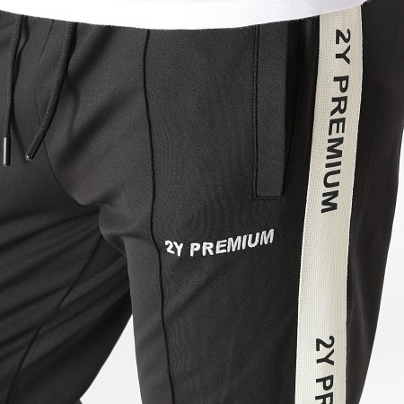 2Y Premium - Pantalon Jogging A Bandes 2001 Noir Beige