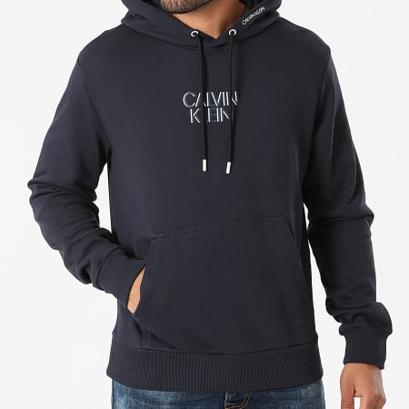 Calvin Klein - Sweat Capuche Shadow Center Logo 7770 Bleu Marine