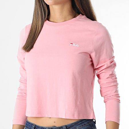 Fila - Tee Shirt Crop Femme Manches Longues Ece 689118 Rose
