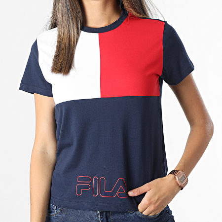 Fila - Tee Shirt Crop Femme Panchali 683437 Bleu Marine Blanc Rouge
