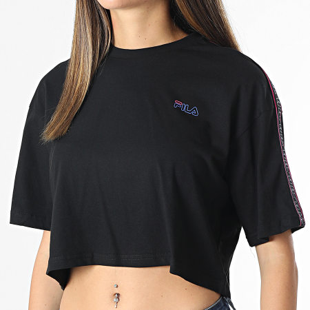Fila - Tee Shirt Crop Femme A Bandes Mari 683477 Noir