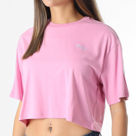 Fila - Tee Shirt Crop Femme A Bandes Mari 683477 Rose