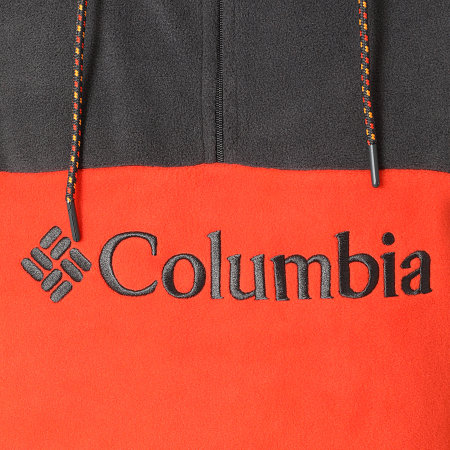 Columbia - Sweat Col Zippé Capuche Polaire Columbia Lodge II 1918863 Orange Gris Anthracite