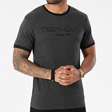 Teddy Smith - Tee Shirt Ringer HL11000014D Gris Anthracite Chiné